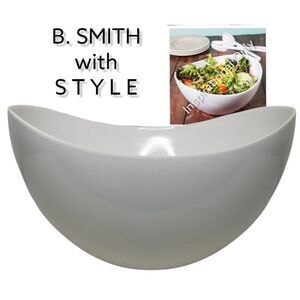 B. Smith With Style White Melamine 4 Quart Large Oval Serving Bowl